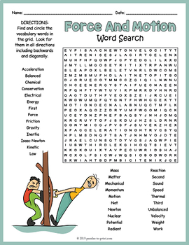 FORCE AND MOTION Word Search Puzzle Worksheet Activity by Puzzles to Print