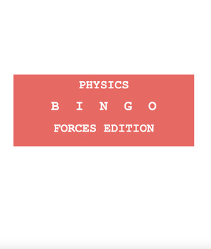 Preview of Physics Bingo Review Game Activity About Forces