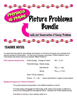 Preview of Physics - Conservation of Energy Problems - "Picture Problems" Bundle