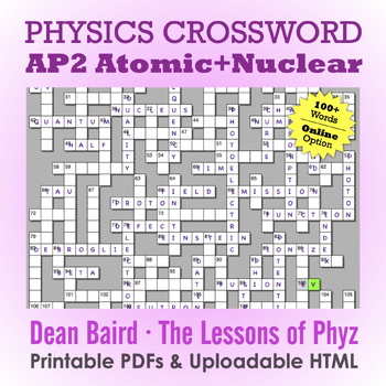 Preview of Physics Crossword Puzzle - AP2 Atomic and Nuclear Physics