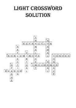 Physics Crossword Puzzle: Light (Includes answer key) by Gamify Education