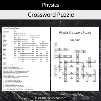 Physics Crossword Puzzle Worksheet Activity by Crossword Corner TPT