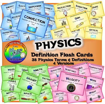 Preview of Physics Definition Flash Cards (Physics Vocabulary)