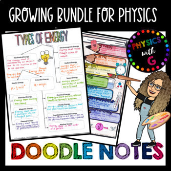 Preview of Physics Doodle Notes Growing Bundle