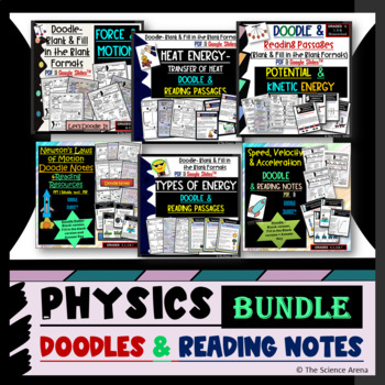 Preview of Physics Doodles Bundle 1 | 9 Doodles, 83 Reading Pages – PDF, Google SlidesTM