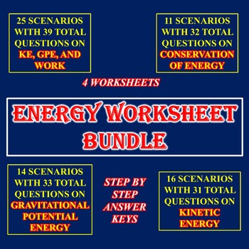 Preview of Physics - Energy Worksheet Bundle (can be for classroom or distance learning)