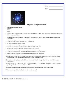 homework energy physics