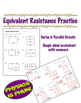 Preview of Physics - Equivalent Resistance Practice - 1 page worksheet