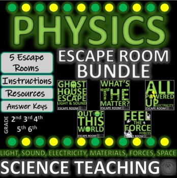 Preview of Physics Escape Room Bundle: Electricity, Forces, Planets, Light, Sound, Material
