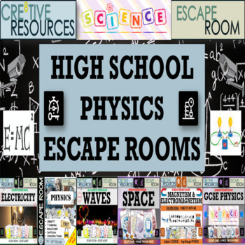 Preview of Physics Science High School Escape Rooms (Forces | Magnets | Waves | Space...)