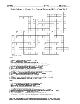 Preview of Physical Fitness and PE - Crossword with Word Bank Worksheet - Form 5