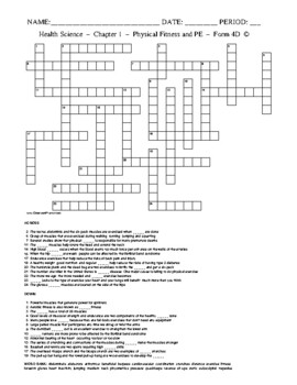 Preview of Physical Fitness and PE - Crossword with Word Bank Worksheet - Form 4
