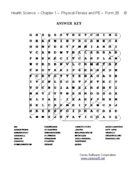 Physical Fitness and PE - Word Search Worksheet - Form 2 by Ceres Science