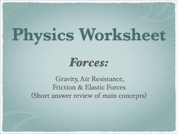 Physics Forces Worksheet by The Ardent Teacher | TpT