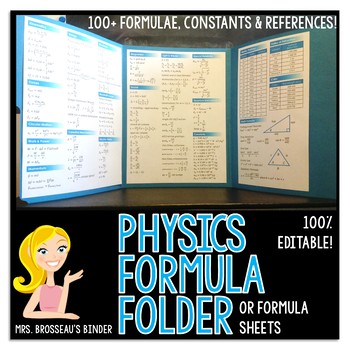 Preview of Physics Formula Folder - EDITABLE with over 100 Equations & Constants
