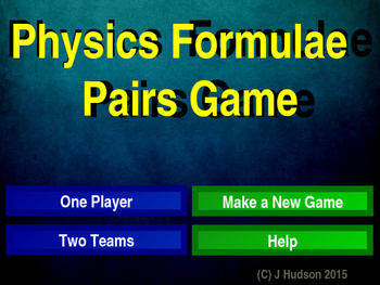 Preview of Physics Formulae Interactive Matching Pairs Game