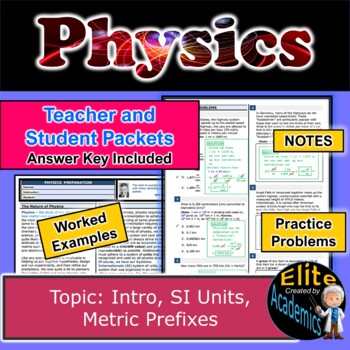 Preview of PHYSICS: Intro, SI Units, Metric Prefixes - TEACHER and STUDENT PACKETS