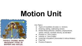 Preview of Physics: Kinematics (Motion) PDF PowerPoint