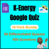 Physics | Kinetic Energy Quiz Bundle | Google Form | 60 Pack 650Q
