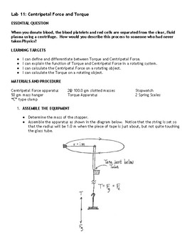 centripetal force lab diagram