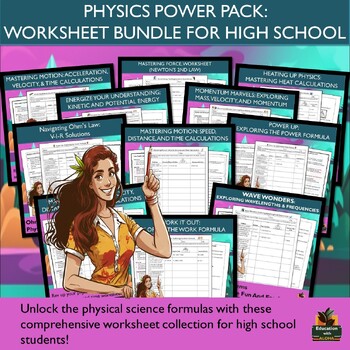 Preview of Physics Masterclass: 12 Comprehensive Worksheets on Force, Energy, Waves & more!
