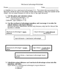 Physics - Mechanical Advantage Worksheet