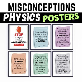Preview of Physics Misconceptions Posters, Classroom Decor, Wall Art, Bulletin Board