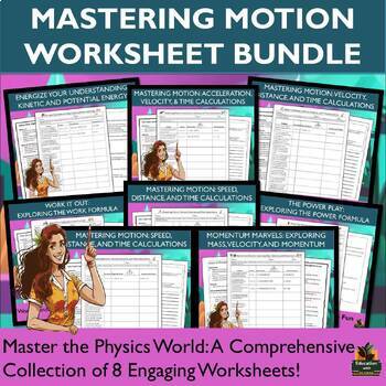 Preview of Physics Motion Masterclass: 8 Comprehensive Worksheets on Force, Energy, & more!