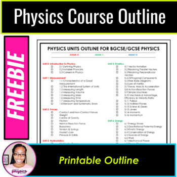 Preview of Physics Outline for GCSE/BGCSE Physics