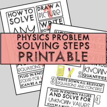 Preview of Physics Problem Solving Steps Printable [FREEBIE]