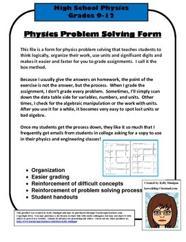 Preview of Physics Problems Form
