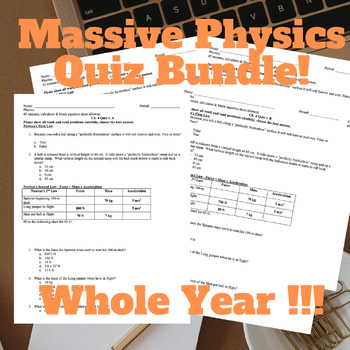 Preview of Physics Quizzes Super Bundle All Units Full Year