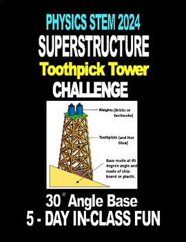 Preview of Physics STEM 2024 SUPERSTRUCTURE toothpick Tower Challenge on 30 DEGREE SLOPE
