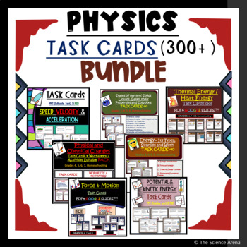 Preview of Physics Task Cards Bundle of 300+ Physical Science Task Cards - Print and Go!