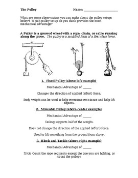 Preview of Physics: The Pulley Guided Student Notes (Fixed, Moveable, Block & Tackle)