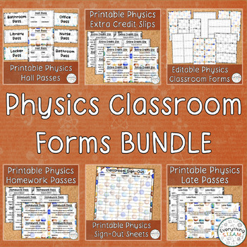 Preview of Physics-Themed Classroom Forms BUNDLE | Science Classroom Forms Bundle