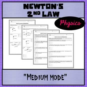 Preview of Physics Unit 2:  Newton's Second Law with Free Body Diagrams Worksheet