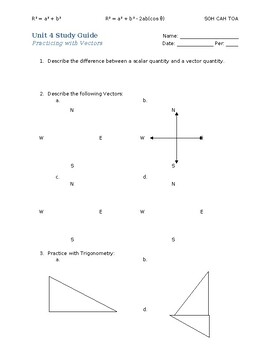 Preview of Physics Unit 4 - Vector Study Guide