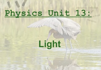 Preview of Physics Unit: Light