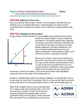 Preview of Physics: Vector Calculations Lab #1