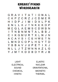 Physics Word Search: Energy Forms (Includes Solution) by Gamify Education
