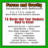 Physics Word Wall Vocabulary w/Definitions for Force and Gravity