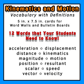 Preview of Physics Word Wall Vocabulary w/Definitions for Kinematics and Motion