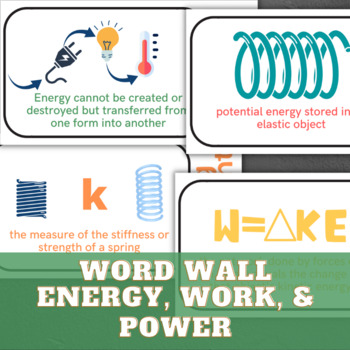 Preview of Physics Word Wall for Energy, Work, & Power Vocabulary Terms