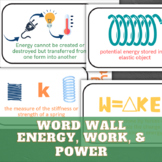Physics Word Wall for Energy, Work, & Power Vocabulary Terms