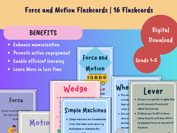 Preview of Physics for Kids! Force and Motion Flashcards for Kids | Science Learning Cards
