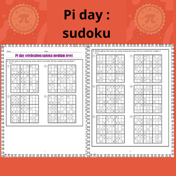 Preview of Pi DAY ACTIVITIES SUDOKU HARD LEVEL