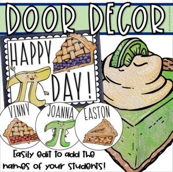 Preview of Pi Day 3.14 Door Decorations Bulletin Board Display EDITABLE