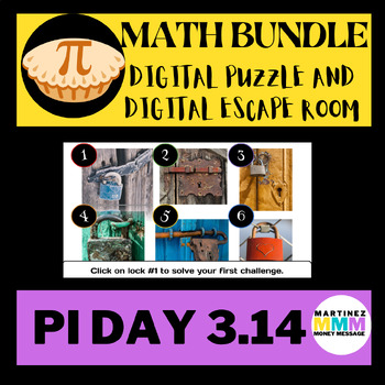 Preview of Pi Day 3.14 Math Digital Escape Room & Digital Puzzle Bundle