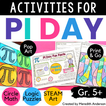Preview of PI DAY Activities 5th 6th 7th 8th ⭕ Middle School Math STEAM Art  ⭕